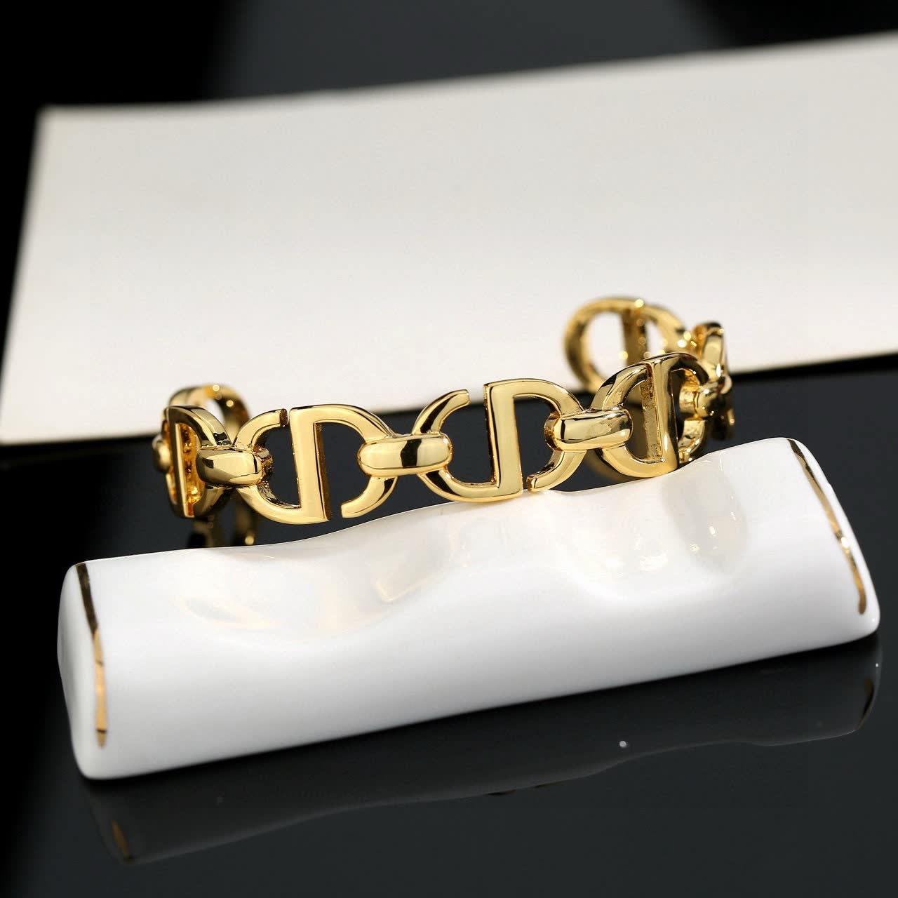 Louis Vuitton Christian Gold Tone Link Bracelet